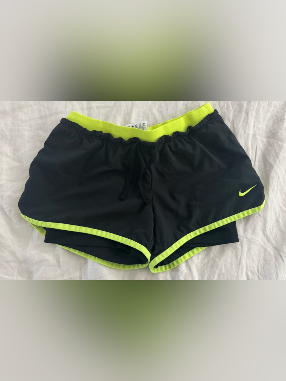 Nike Black Dri-FIT lined Shorts with Neon Green Trim